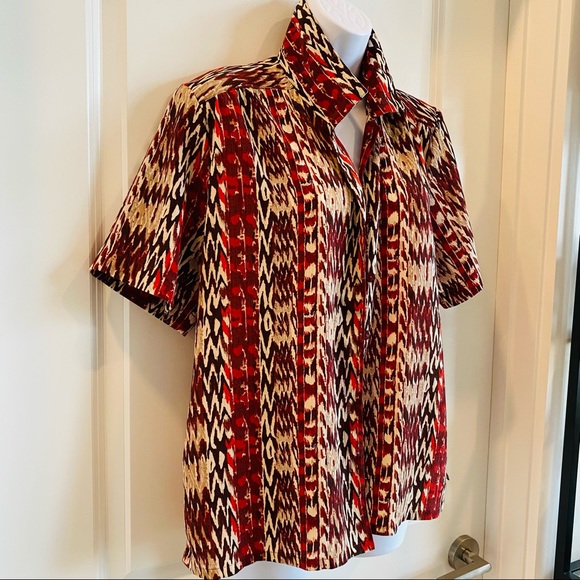 Vintage Button Down African Print Style Blouse M - Picture 2 of 7